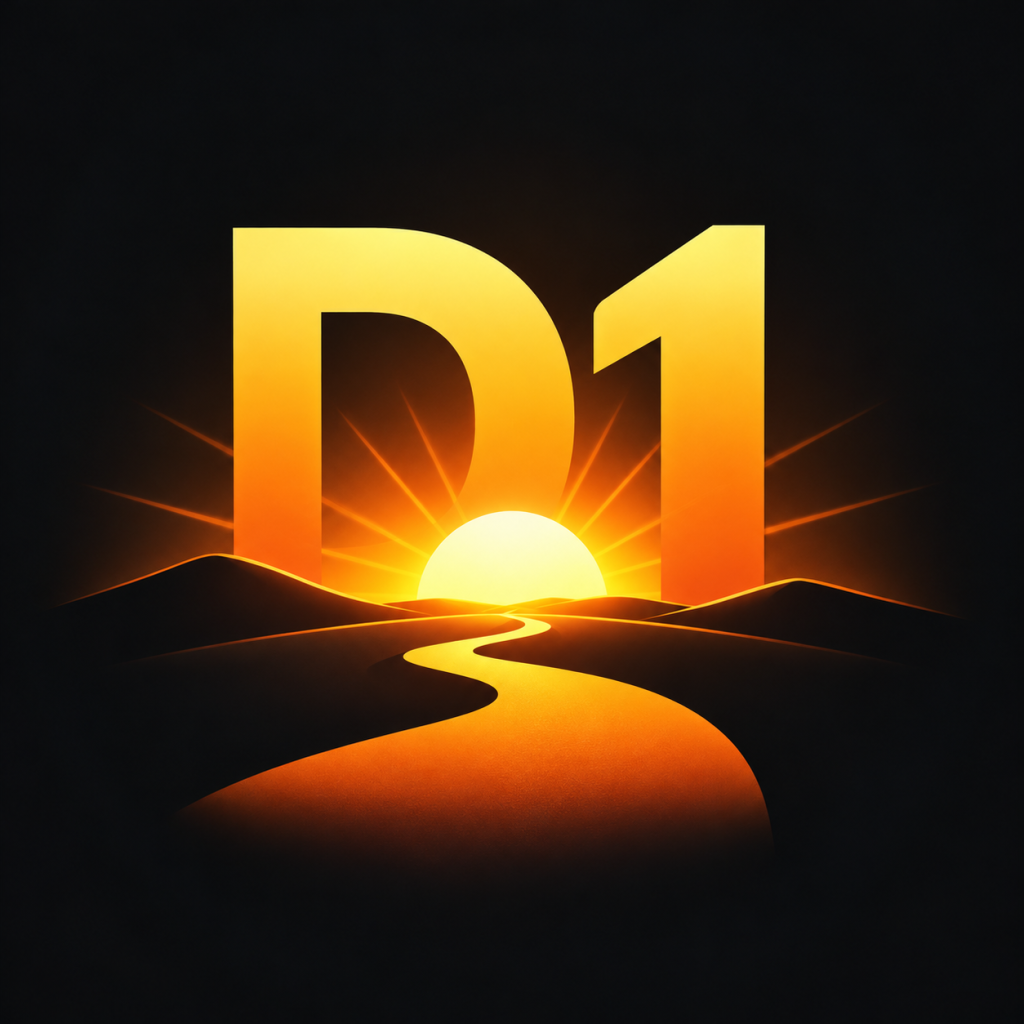 Day One of One Day gold D1 sunrise logo